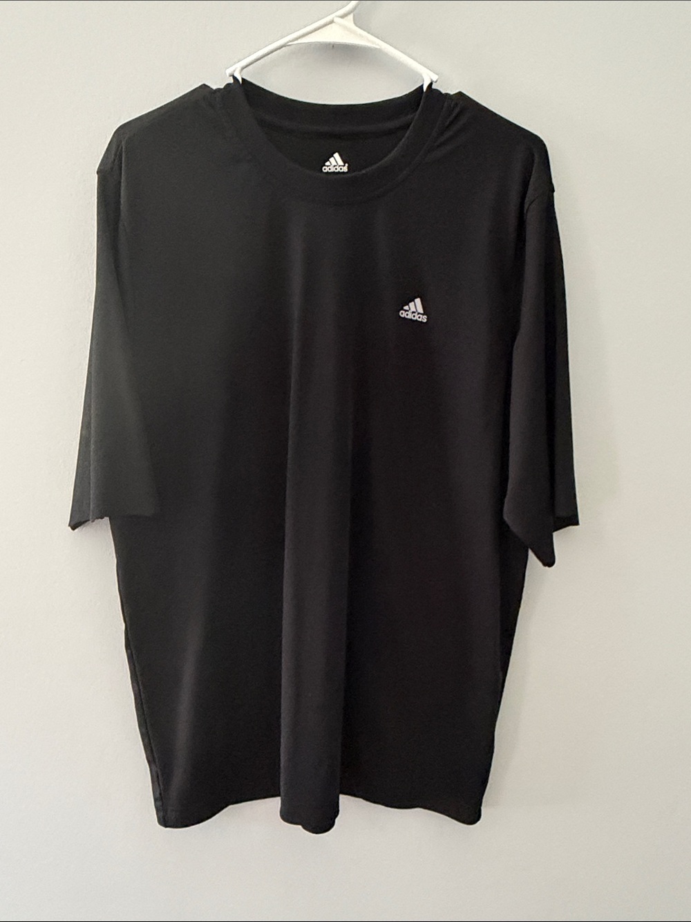 adidas Black Short Sleeve Crewneck Tee with Small White Logo